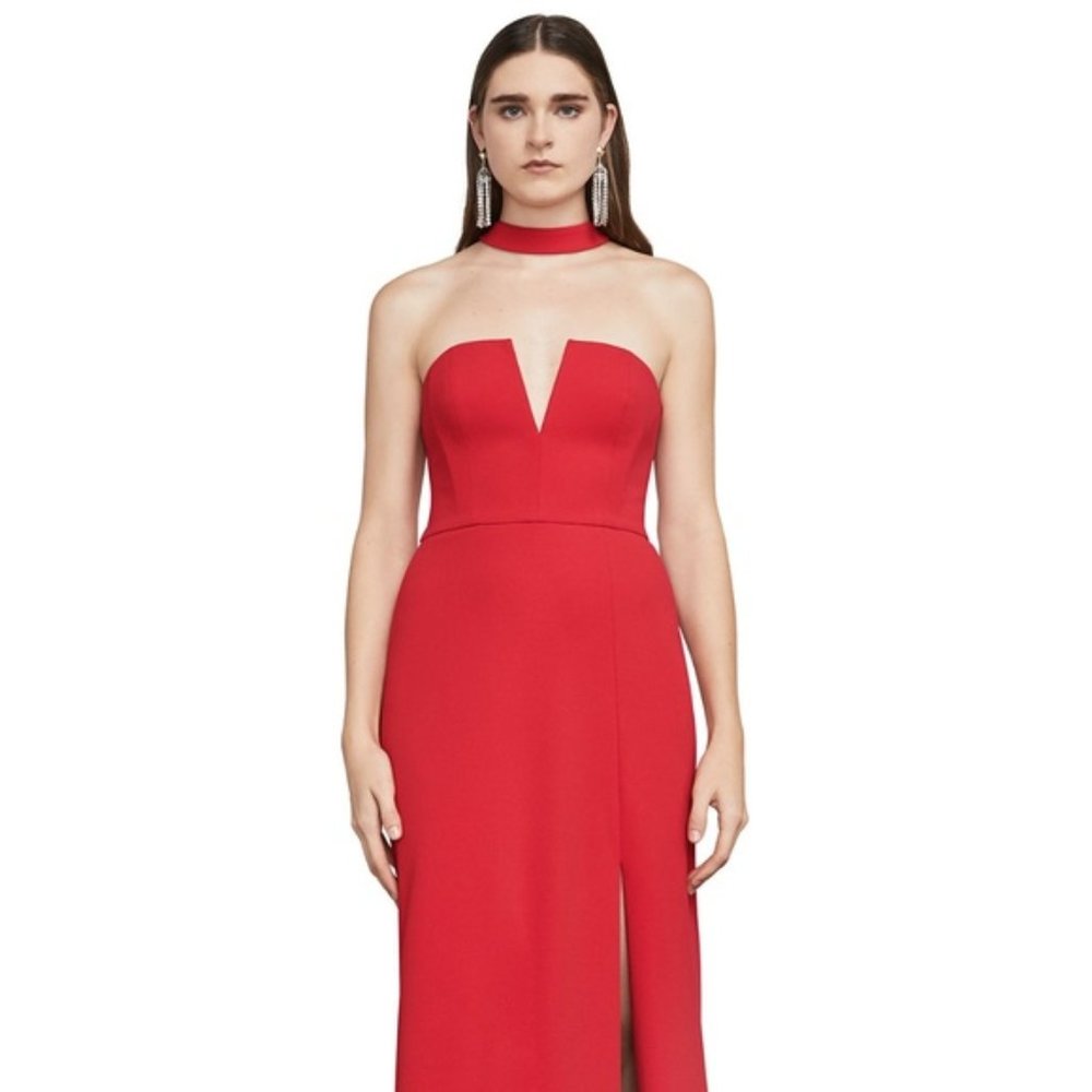 BCBGMAXAZRIA ELIAS Strapless Berry Red Gown NWOT